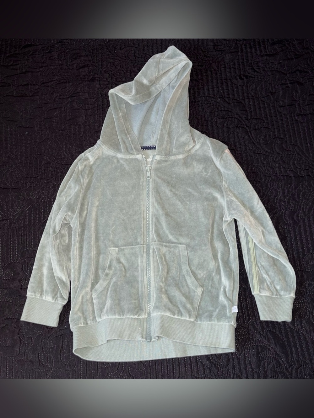 The Honest Company Kids Velvet Zip Hoodie in Sage Green Size 7Y